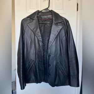 Vintage Genuine Leather Blazer Jacket Women S